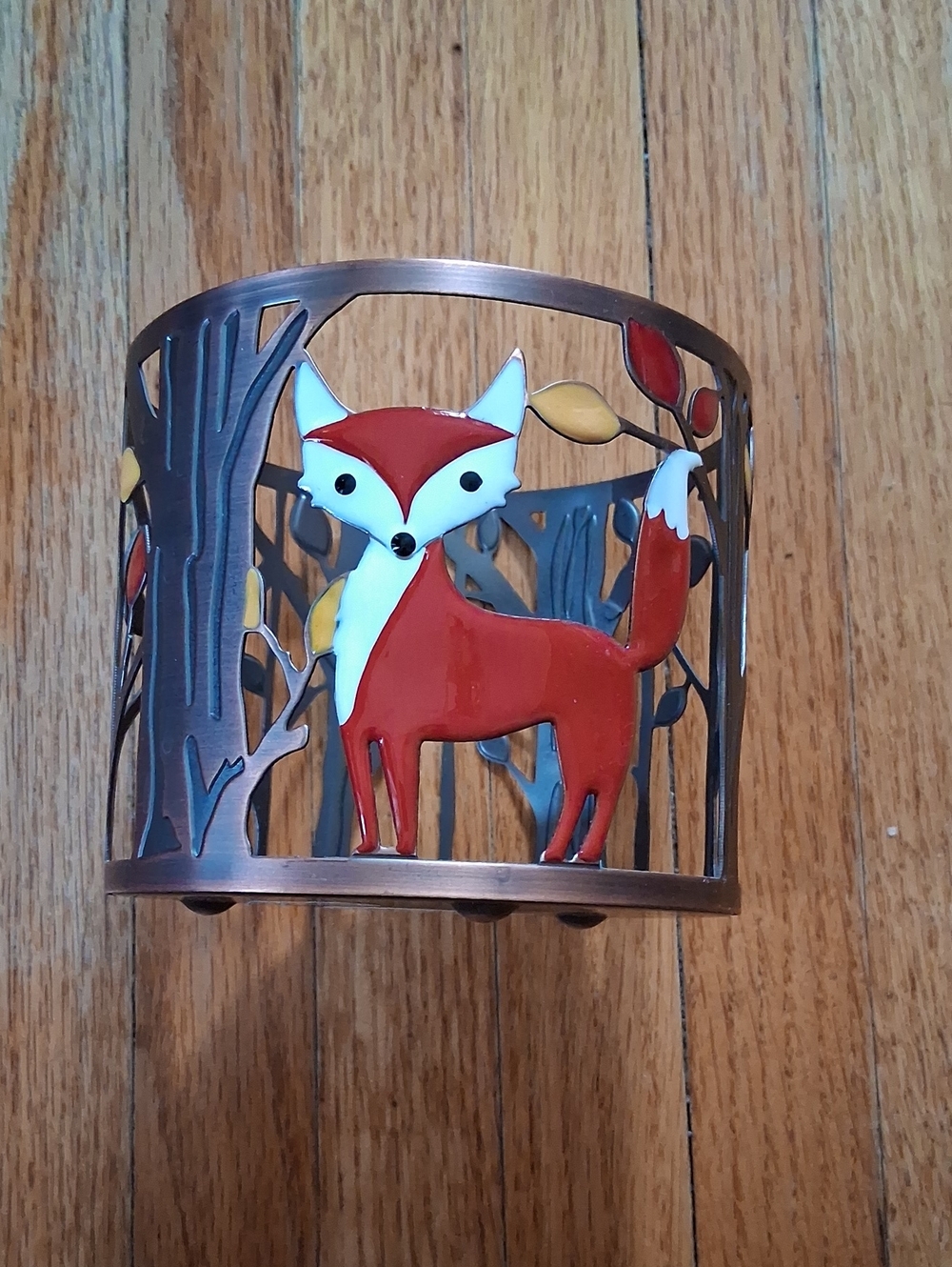 Bath & Body Works Red and White Fox Metal Candle Holder